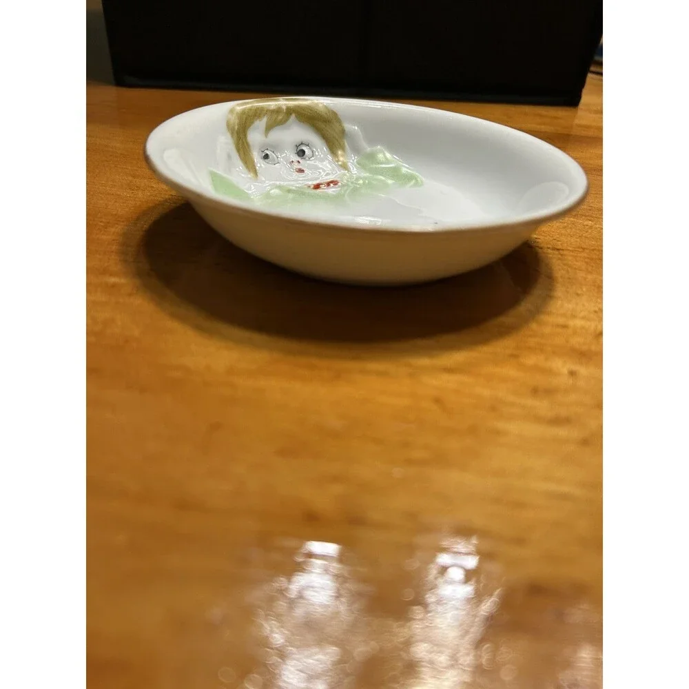 Nippon Boy Google Eyes Hand Painted Bowl Vintage - Picture 3 of 6